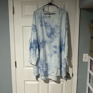 Light Blue & White Tie Dye Long Sweater 3x BNWT